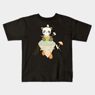 Cute Whimsical Panda on a Island Kids T-Shirt